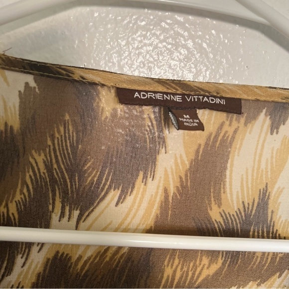 Adrienne Vittadini Sheer Tunic Top Brown Geo - Picture 11 of 12